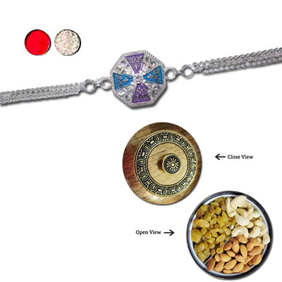 "Rakhi - SIL-6040 A (Single Rakhi), Magna Junior Dry Fruit Box - Code DFB1000 - Click here to View more details about this Product